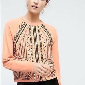 ANTHROPOLOGIE Akemi + kin rose beaded sweatshirt